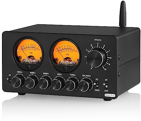 STMKB Audio Preamplifier, 5-band EQ Equalizer with VU Meter, Independent Control Knob, Dynamically Decorate The Audio Environment, Bringing More Visual and Auditory Effects.