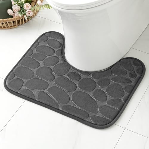 MIULEE Bath Mats Non Slip Memory Foam Bathroom Mat Bath Rug Shower Mat Coral Fleece Softness Highly Absorbent Washable Bathroom Rug Bath Mats for Bathroom Kitchen Entrance 50x40 cm Gray