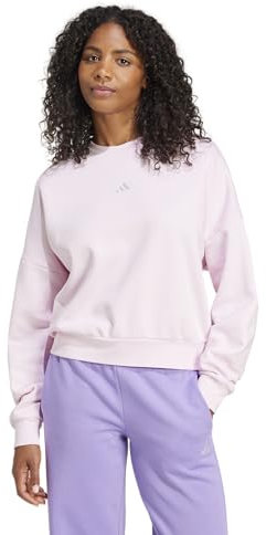 adidas Essentials Small Logo Feel Cozy Sweatshirt Maillot de survêtement, Rose Transparent/Blanc, L Femme
