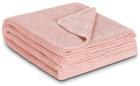 HOMESTORY Kuscheldecke Rosa Moderne Strickdecke, gestrickte Wohndecke, 80% Polyacryl, 20% Baumwolle Strick Plaid 130 x 170 cm