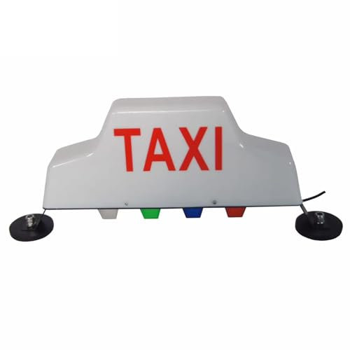 HUTOOLEE Obere Taxi-Beleuchtung mit weißer Schale, 12 V, mit 4 zusätzlichen Lichtern, sechs Magneten auf einer Seite, kein Bohren erforderlich, Beleuchtung für das Dach