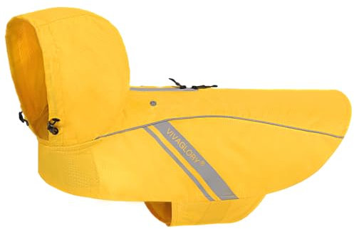 VIVAGLORY Wetoff Hunderegenmantel, Regenmantel Hund für Winter, Hunderegenjacke, Wasserdicht & Reflektierend Gefütterter Regenschutz, S, Gelb