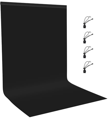 PULUZ Fotohintergrund für Fotografie, kleiner schwarzer Bildschirm, 100 x 20 cm, waschbarer Vorhang mit 4 Klemmen für Fotoshooting, YouTube-Videoaufnahmen