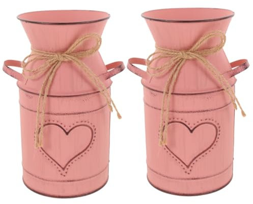 Mikinona 2pièces Vase Vintage Métal Rétro Seau à Fleurs pour Décoration De Maison Et Événements Élégant Pot à Lait Ancien pour Arrangements Floraux Et Succulentes
