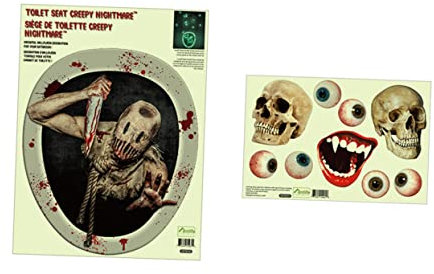 PRETYZOOM Klodeckel Zu Machen Aufkleber 3 Sets Badezimmer Wandaufkleber Halloween Leuchtende Toilettenaufkleber Streiche Für Erwachsene Gruselige Blutige Aufkleber Beige