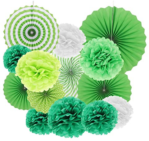 GAROZATION 14stücke Teiliges Papierfächer Und Pompons Dekorationen Party-Accessoires Für Hochzeiten Geburtstagsfeiern Und Besondere Anlässe