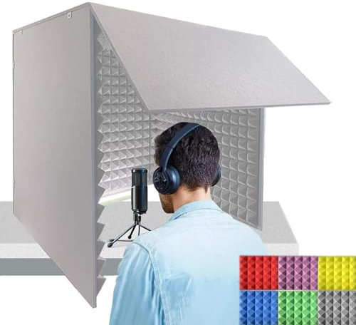 Tragbarer, schalldichter Schallschutz für Mikrofon, Studio, Singen, einfach zu montieren, faltbar, reduziert Lärm und absorbiert Gesang