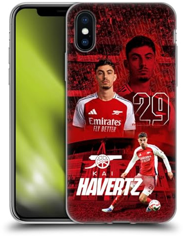 Head Case Designs Offizielle Arsenal FC Kai Havertz 2024/25 Erstes Team Gelhülle [Militärischer Schutzgrad] Kompatibel Mit Apple iPhone X/iPhone XS Und Kompatibel Mit MagSafe