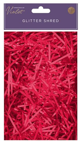 Design by Violet Red Christmas Glitter Shredded Decorative Tissue Paper for Hampers Gift Wrapping Present Crafts - 25g - Festive Tissue Paper