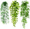 Qintora Kit de 3 Plantas Colgantes Artificiales Sin Mantenimiento - Decoración para Salón, Balcón y Oficina (Mandala, Guisantes, Eucalipto) - Medidas 80cm/63cm/56cm