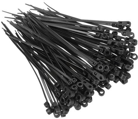 sourcing map 200PCS Black Zip Ties with Screw Holes 4 Inch Nylon Mount Head Cable Zip Ties Wire 17 lbs for Home Garden Indoor Outdoor