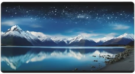 Alfombrilla de Ratón Gaming Grande XXL 700x300x3mm Resistente al Agua Alfombrilla, con Base de Goma Antideslizante, Mousepad de Teclado Lavable, para la Oficina Hogar PC Noche de Montaña Nevada Z8296