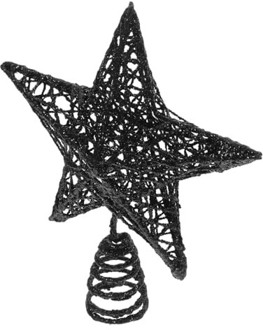 Beatifufu Stern-weihnachtsbaumspitze Aus Eisen Ausgehölter Stern-Ornament Für Urlaub Zuhause Büro Schwarz