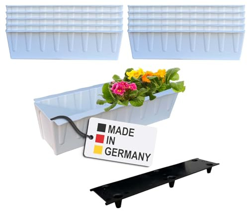 BURI 10 Euro-Paletten Blumenkästen-Einsätze inkl. Bewässerungsmatte | 37,3cm Weiß | Pflanzkasten für Europalette Palette | Balkonkasten | Blumentopf | aus stabilen Kunststoff | Made in Germany