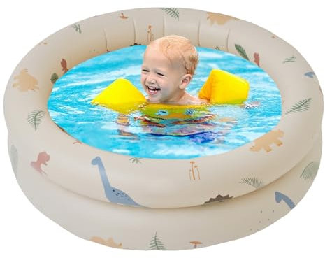 YFCJYBF Aufblasbarer Kinderpool – Kleines Planschbecken für Baby, Kinder & Haustiere | Beige PVC-Schwimmbecken für Garten, Strand & Sommer | Ideal als Babybadebecken & Hundeschwimmbad | Leicht & Tragb