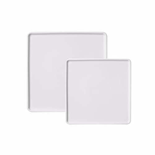 Juego de platos cuadrados de porcelana aptos para horno, para aperitivos, postres y fiestas, color blanco, disponible en dos tamaños