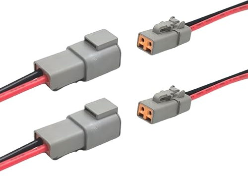 2 set di connettori impermeabili DTP a 2 poli (maschio e femmina) con cablaggio da 12 AWG per auto/camion/barche/LED