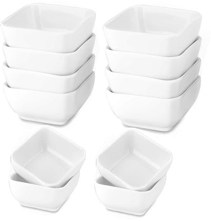 Weenwill Square Dip Bowls,12 Pcs Sauce Bowls,Sauce Dish Dip Dipping Bowls White for Snacks Sauces Condiments Side Dishes Dinner Baking Soy Sauces Vinegar Condiments,White