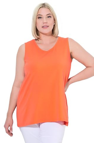 Ulla Popken Damen große Größen Übergrößen Plus Size Top, A-Linie, V-Ausschnitt, ärmellos rosenkoralle 50+ 807291510-50+