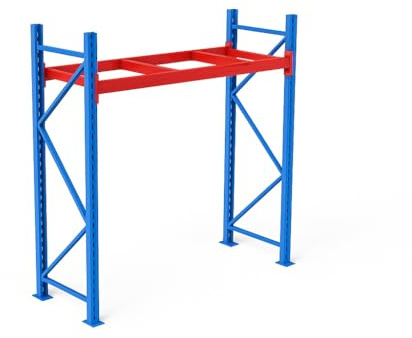 Schwerlast-Palettenregal, 1-stöckiges Stahl-Aufbewahrungsregal, 248,9 x 99,1 x 200,7 cm, kompakte Höhe für niedrige Decken, platzsparende Tiefe, industrielles Lagerregalsystem