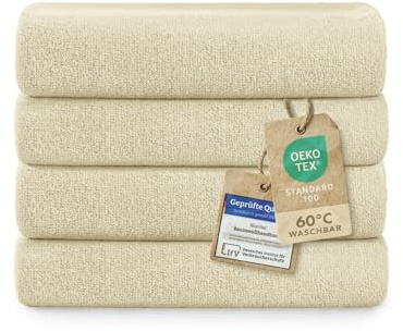 Blumtal Premium Frottier Handtücher Set 4 teilig 100% Baumwolle - Oeko-TEX zertifiziertes Towel 4X (50x100 cm) - Ultra saugstarkes Frottier Handtücher Set waschbar °60 - Towel - Handtuch Beige