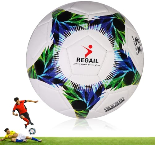 Auirshiky 2025-2026 - Entraînement intérieur et extérieur - Football 2025 - Ballon de football pour enfants et adultes - Filet - Sac et aiguille à gaz - Ballon pour l'entraînement en intérieur et en