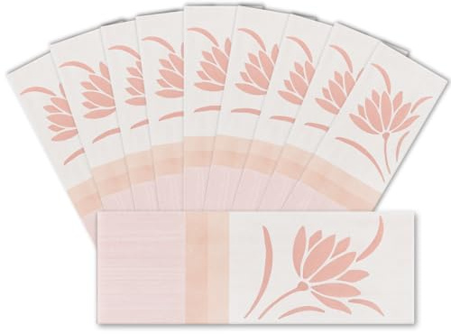 HYDRO HOME Kit 10 Listelli Ceramica 7x20 cm Bimba - Decoro Floreale - Ideali per Bagno e Cucina - 3 Colori Disponibili (ROSA)