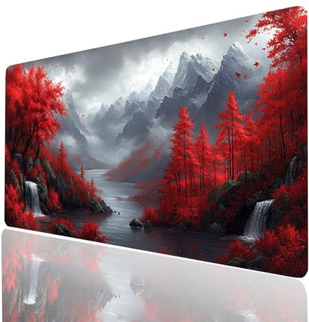 Mountain Mouse mat Landscape Gaming Mouse Pad Large 70x30x0.3CM Stitched Edges Washable, Desk Mat Non-Slip Rubber Base, Mousepad Improves Speed Precision for Laptop PC Wireless Keyboard Model-03332
