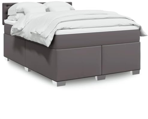 LLEZKBR Betten & Zubehör-Betten & Bettrahmen - Boxspringbett mit Matratze Grau 140x190 cm Kunstleder