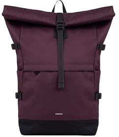 Sandqvist Icon Rolltop Backpack 16”, 26L, Burgundy, Laptop Backpack, 16 Laptop Compartment, Water-Resistant, Recycled Materials