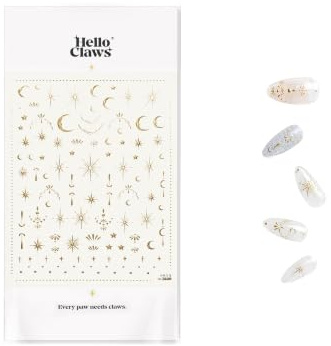 5D Embossed Moon and Star Stickers for Nail Art Starry Self-Adhesive Nail Art Decals for Women Nail Supplies Art Design Stickers (to2820_Gold)