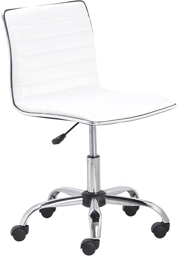FWStyle Executive Office Chair – White PU Leather, Adjustable Height, 360° Swivel, Ergonomic Desk & Home Office Chair with Padded Backrest