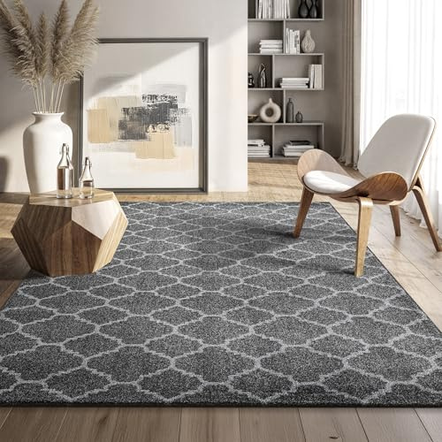 SANAT Boho Teppich – Moderner Teppich im Boho Stil, Geeignet für Wohnzimmer, Schlafzimmer, Flur, Esszimmer und Kinderzimmer – Skandi Grau, Größe: 120 x 170 cm