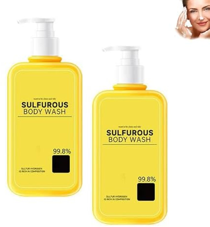 Duschgel mit Schwefel, Flüssigseife für das Gesicht, Körper und Haare, spendet Feuchtigkeit und reguliert die Talgproduktion, dichter Schaum für eine Porenreinigung