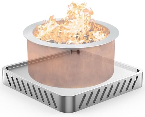Kompatibel mit Breeo Feuerstelle X24 (65,6 cm) – Feuerschalenbasis für Rasen- und Deckschutz, Edelstahl-Metallboden, Hitzeschutz und Luftzirkulation, Feuerschalenmatte, Zubehör für drinnen und draußen