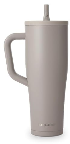 Ice Shaker 40 oz Tumbler with Handle and Straw | 40oz Java | Cold for 30+ Hours | 2-in-1 Tumbler Shaker Bottle | Odor-Free 40 ounce Bottle for Water, Protein Shakes, Smoothies, Cocktails