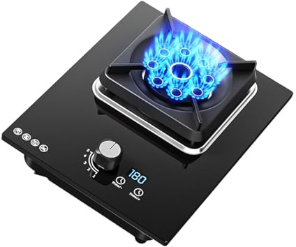 Einflammiger Propangaskocher, Tragbarer Gaskocher Mit 1 Flamme, Campingkocher Mit Propangas, Neunkammeriger Energiekonzentrierer Timer Mit Abschaltautomatik