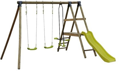 sweeek - Aire de Jeux Marin en Bois avec Toboggan. 1 Face à Face. 2 balançoires. pin Autoclave