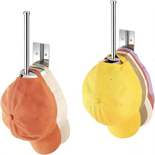 MOSILA 2 Pack Cap Halterung WandCap Halter Edelstahl Kappenhalter für Baseballcaps & Mützen (15cm) Taschen Aufhänger Mehrzweck-Haken Organizer, platzsparend für Baseball Kappe Schals Taschen