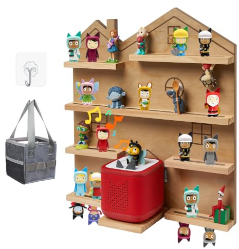 Gieanoo Haus für Tonie Regal, Magnetische Holz Schwimmende Regale kompatibel mit Tonie Box Player Tonie Figuren Lagerung (Natürlich), für alle Ihre Tonies Zubehör, für Kinderzimmer