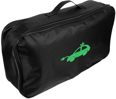 Gadpiparty Ev Charger Storage Bag for Electric Vehicle Charging Cable Waterproof Rectangle Ev Cable Organizer with Shockproof Portable Handheld Car Charger Case Black