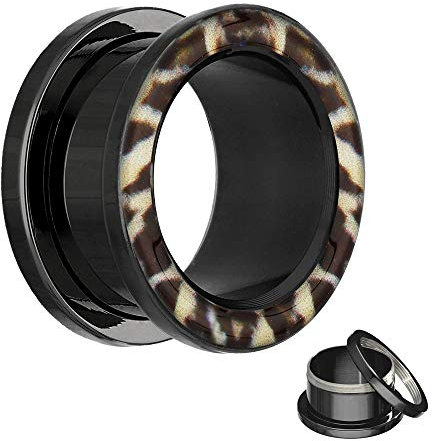 Treuheld Motiv Flesh Tunnel - Schwarz - Leopard 5 mm