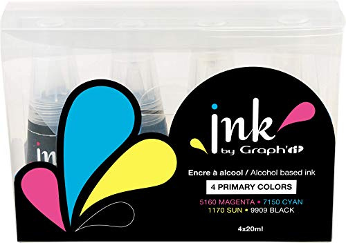 Graph'it - Ink Set d'Encre de Recharge pour Marqueurs à Alcool Graph’It Marker et Brush - Couleurs : Primary Colour - 4 Flacons de 25 ml - Dessin, Illustration et Manga