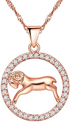Uloveido Widder Halskette für Frauen Mädchen Rose Gold Plated Geburtstag Jubiläum Schmuck Halskette für Freunde Sternzeichen Geschenke N1047