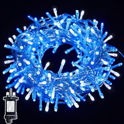 WISD Christmas Lights - 600 LED 33M Dimmable Xmas Tree Lights with 12 Modes, Timer and Memory - Indoor Outdoor Fairy String Lights Mains Powered for Garden Bedroom Party Decoration (Blue + White)
