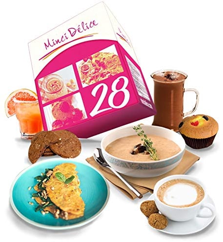 Régime hyperprotéiné sur 28 jours - Perte de poids - Pack de 66 produits + 1 shaker + 1 guide minceur avec programme détaillé