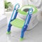 Keplin - Fully Adjustable Kids Potty Training Seat with Step Stool - Soft Padded Seat - Universal Fit for V/U/O-Shaped Toilets - Ages 1-14 - Easy to Assemble & Fold (Green and Blue)