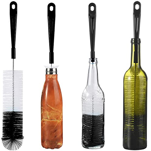 ALINK 16in Extra Long Black Bottle Cleaning Brush Cleaner for Washing Narrow Neck Beer, Wine, Kombucha, Thermos, Nalgene, Carafe, Yeti, S' Well, Brewing Bottles, Hummingbird Feeder