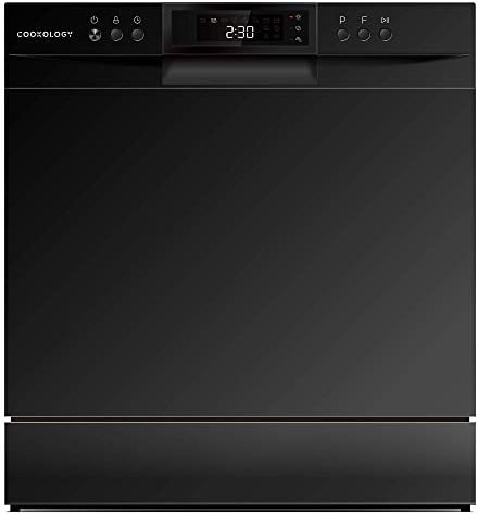 Cookology CTTD8 Mini Counter Top Dishwasher in Black - Compact & Portable - Tabletop Small Appliance - 8 Settings - 8 Wash Cycles - ECO Friendly Mode