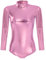 FYMNSI Damen Glänzende Ballettanzug Ballettbody Sport Tanz Body Gymnastikanzug Trikot Langarm Bodysuit Metallic Wetlook Einteiler Turnanzug Leotards Overall Lack Leder Oberteile Top Kostüm Rosa M